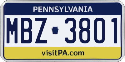 PA license plate MBZ3801
