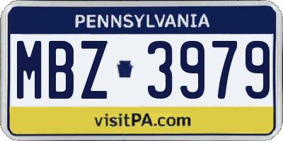 PA license plate MBZ3979