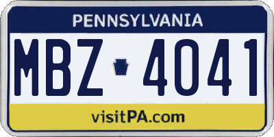 PA license plate MBZ4041