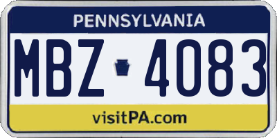 PA license plate MBZ4083