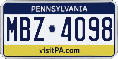 PA license plate MBZ4098