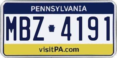 PA license plate MBZ4191