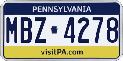 PA license plate MBZ4278
