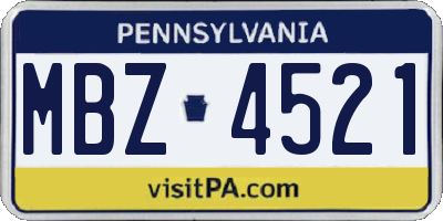 PA license plate MBZ4521