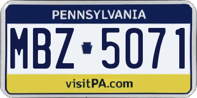 PA license plate MBZ5071