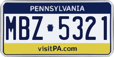 PA license plate MBZ5321