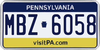 PA license plate MBZ6058