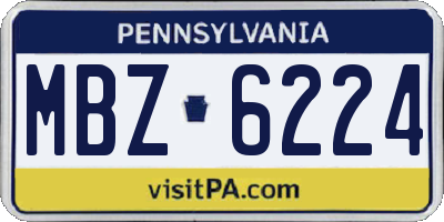 PA license plate MBZ6224