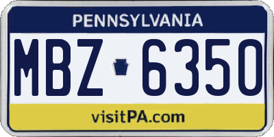 PA license plate MBZ6350