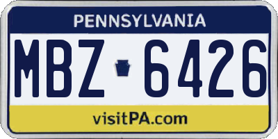 PA license plate MBZ6426