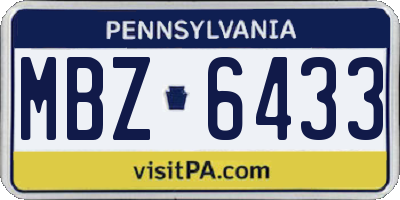 PA license plate MBZ6433