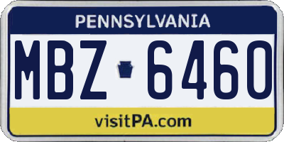 PA license plate MBZ6460
