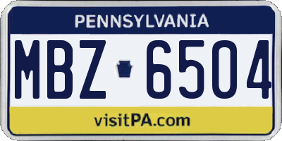 PA license plate MBZ6504