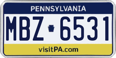 PA license plate MBZ6531