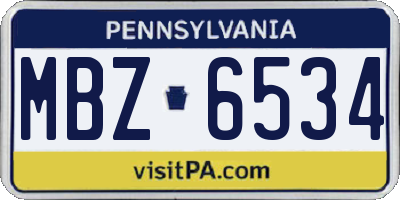 PA license plate MBZ6534