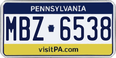 PA license plate MBZ6538