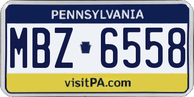PA license plate MBZ6558