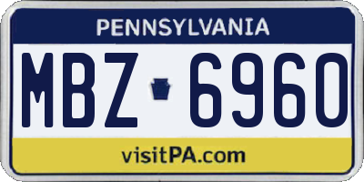 PA license plate MBZ6960
