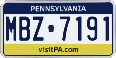PA license plate MBZ7191