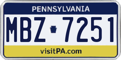 PA license plate MBZ7251