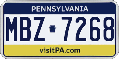 PA license plate MBZ7268