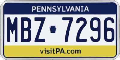 PA license plate MBZ7296