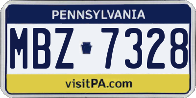 PA license plate MBZ7328