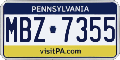 PA license plate MBZ7355