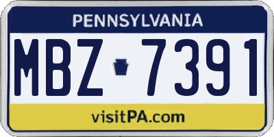PA license plate MBZ7391