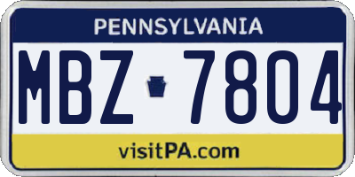 PA license plate MBZ7804