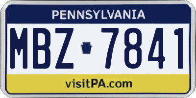 PA license plate MBZ7841