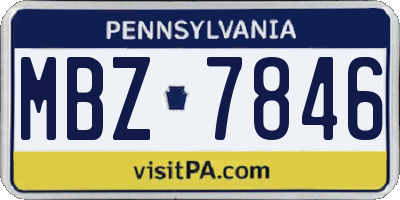 PA license plate MBZ7846