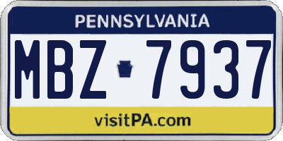 PA license plate MBZ7937