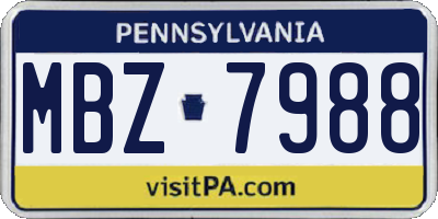 PA license plate MBZ7988