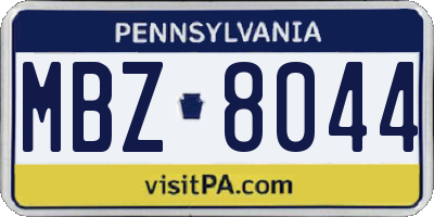 PA license plate MBZ8044