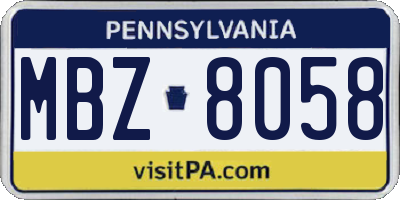 PA license plate MBZ8058