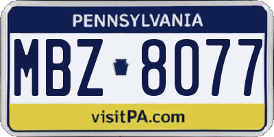 PA license plate MBZ8077