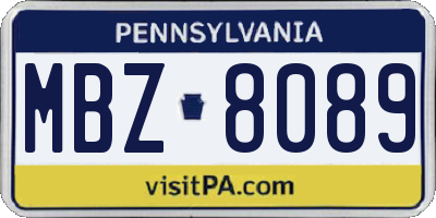 PA license plate MBZ8089