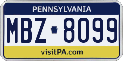 PA license plate MBZ8099