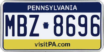 PA license plate MBZ8696