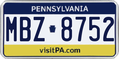 PA license plate MBZ8752