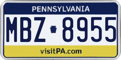 PA license plate MBZ8955