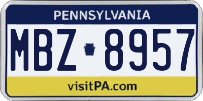 PA license plate MBZ8957
