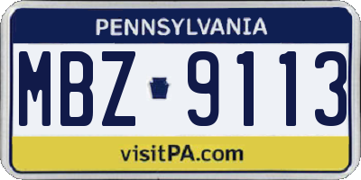 PA license plate MBZ9113