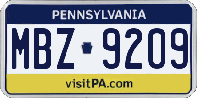 PA license plate MBZ9209