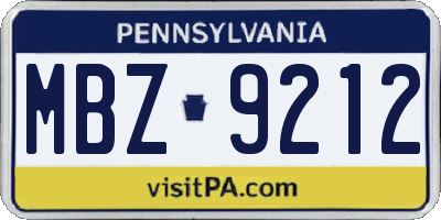 PA license plate MBZ9212