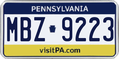 PA license plate MBZ9223