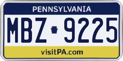 PA license plate MBZ9225