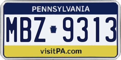 PA license plate MBZ9313