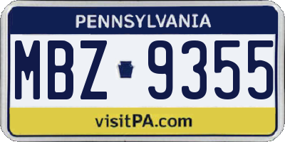 PA license plate MBZ9355